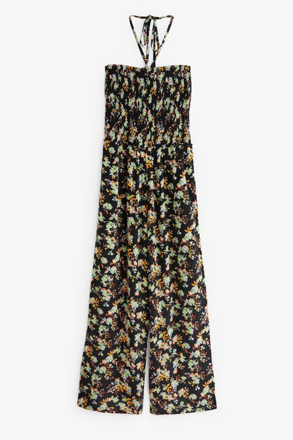 Printed Backless Bandeau Jumpsuit