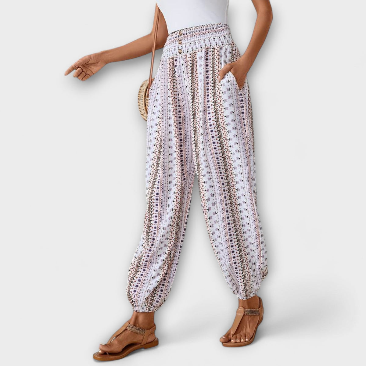 High Waist Boho Print Harem Pants