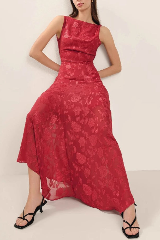 Irregular Hem Red Backless Lace Dress 2