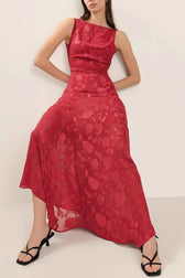 Irregular Hem Red Backless Lace Dress 2