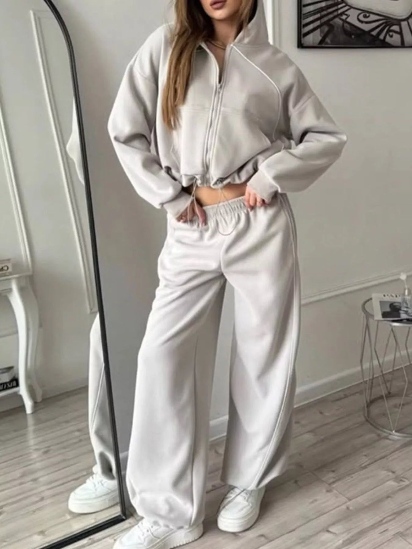Fleece Zip-Up Hoodie and Joggers Set