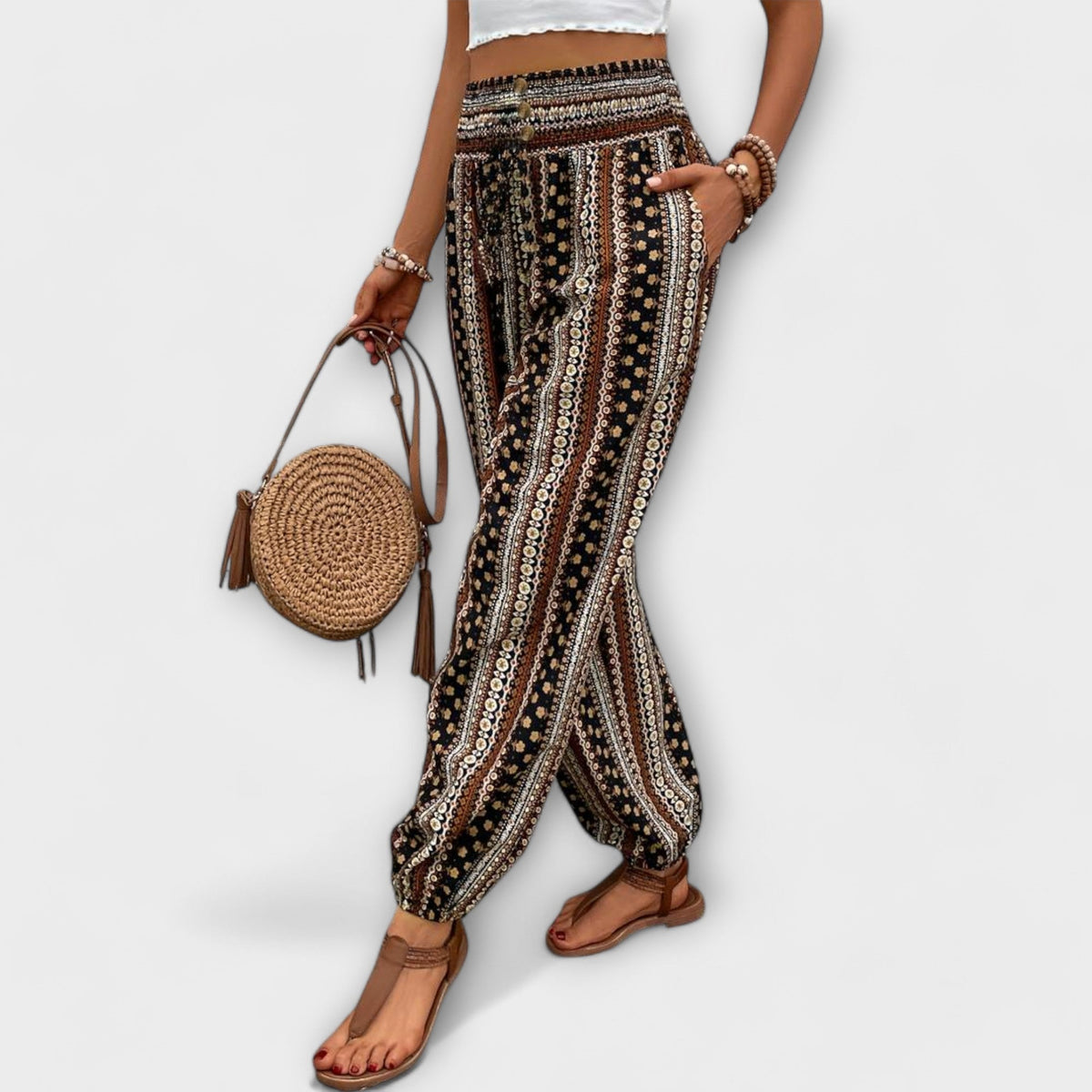 Boho Print High Waist Harem Pants