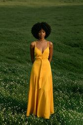 Elegant V Neck Tunic Ruffles Maxi Dress