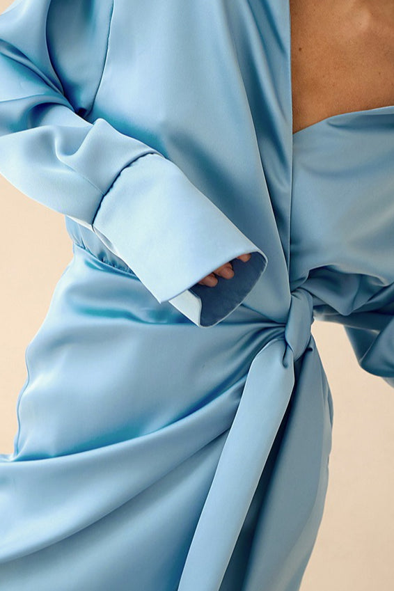 Asymmetric Satin Mini Dress - View 3