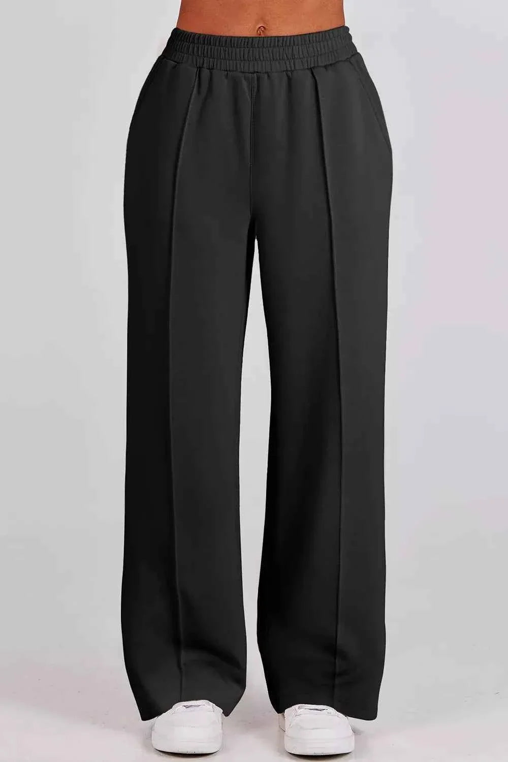 Solid Zip Sailor Collar Pullover Athleisure Sweatpants 2pcs Set