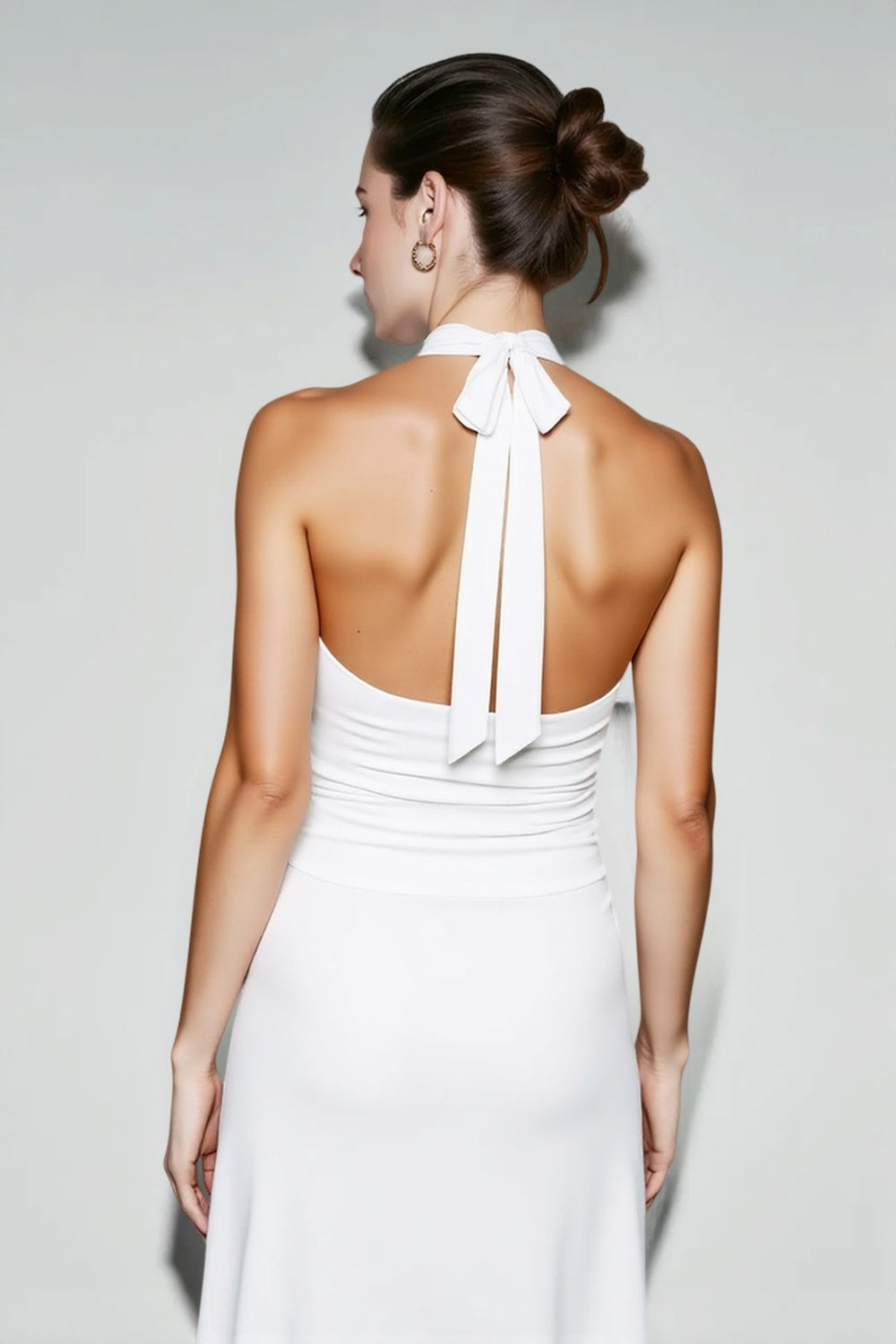 Halter-Neck Ruched Bodycon Dress