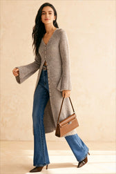 French Retro Elegant Long-Sleeve Mid-Length Knit Cardigan