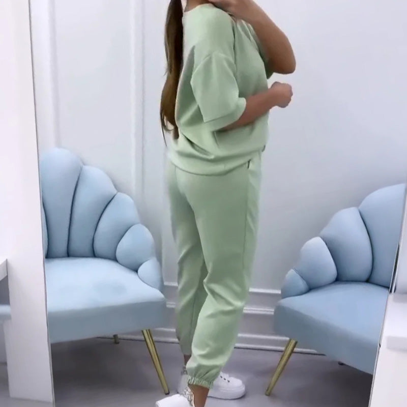 Short Sleeve Top and Jogger Pants Two Piece Set