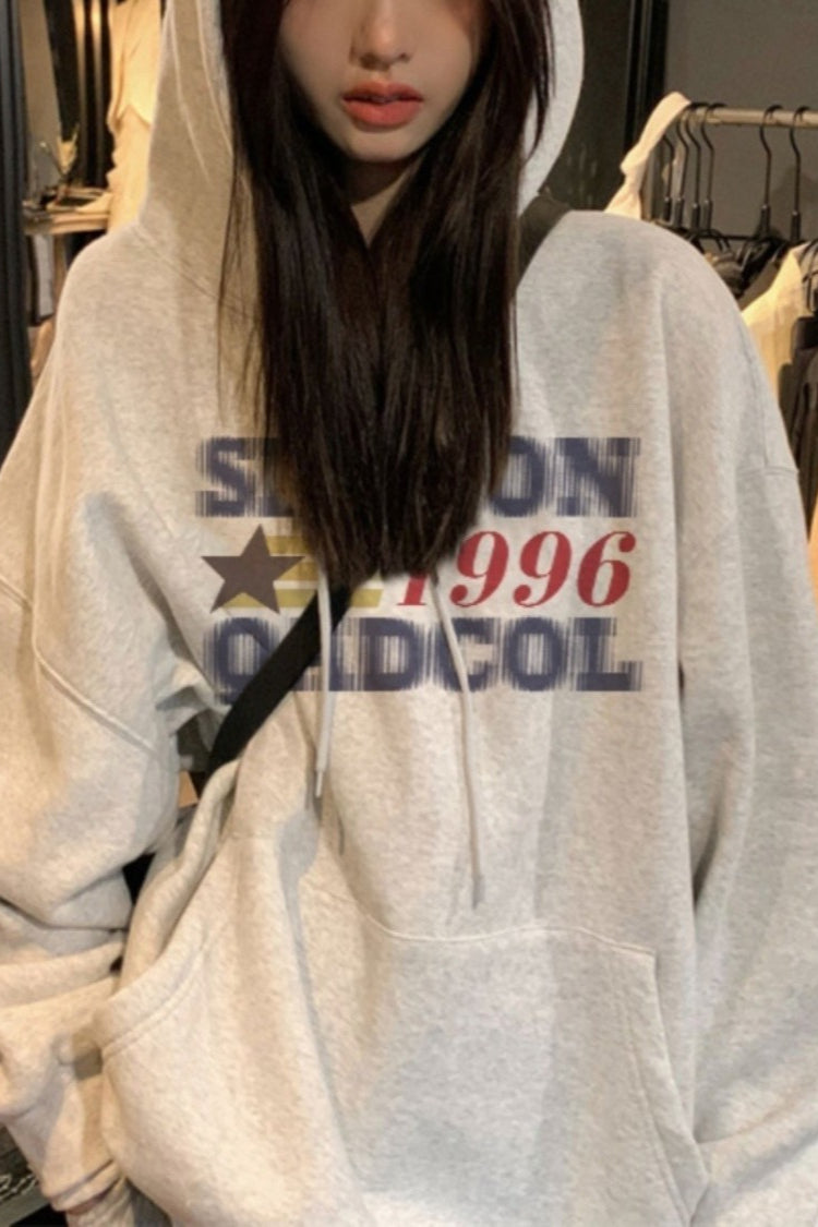 Retro Letter Print Hoodie