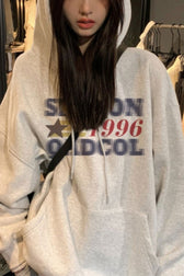 Retro Letter Print Hoodie