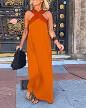 Cross Front Halter Neck Sleeveless Maxi Dress 10
