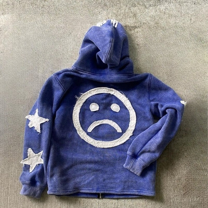 Vintage Patchwork Graphic Print Hoodie
