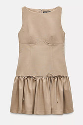 Solid Velvet Bow Embellished Sleeveless Mini Dress - View 20