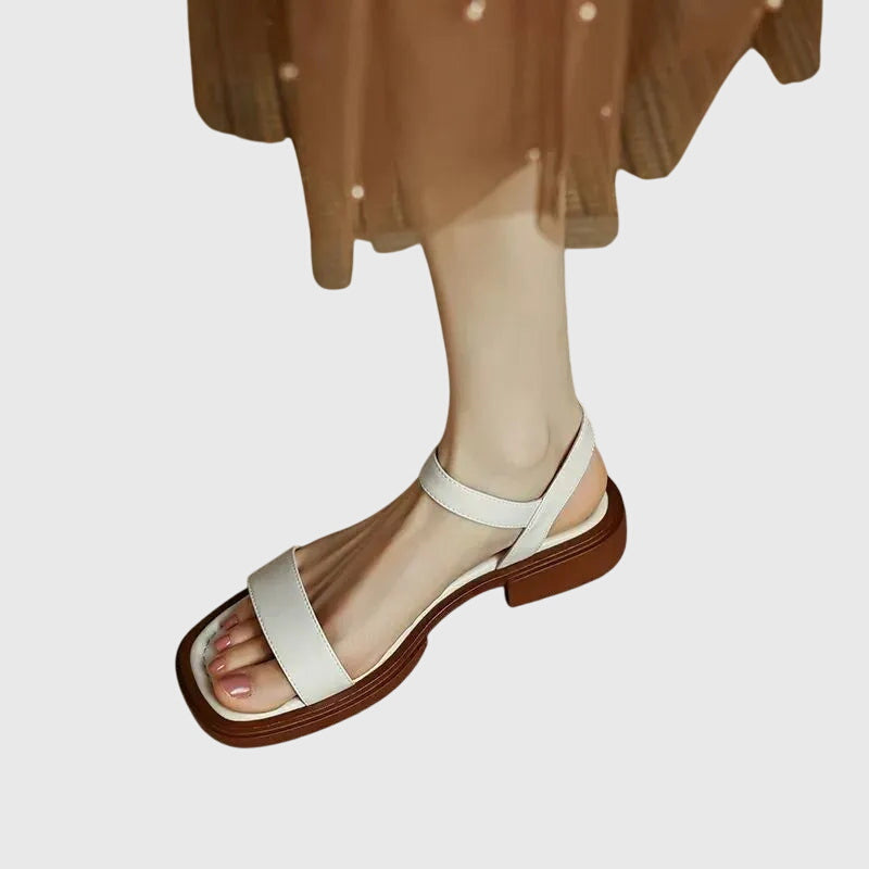 Open Toe Double Band Ankle Strap Flat Sandals