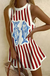 Striped Sleeveless A-Line Mini Dress Summer