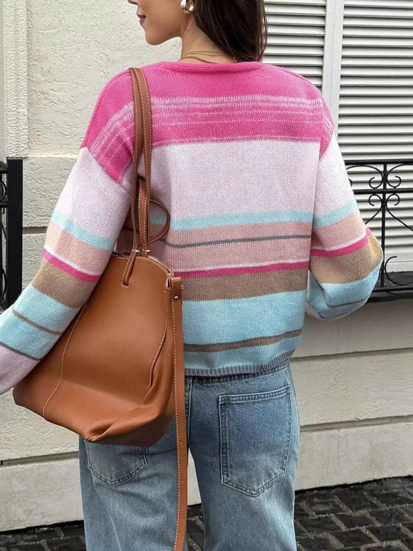 Striped Tie-Front Cardigan