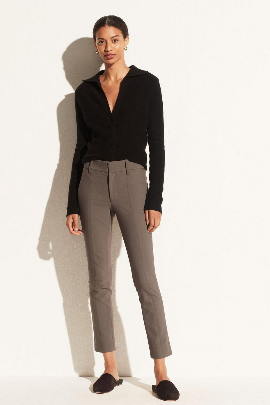 High Waist Slim Straight Leg Cropped Ankle Trousers 3