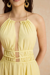 Halter Neck Cut Out Satin Maxi Dress 12