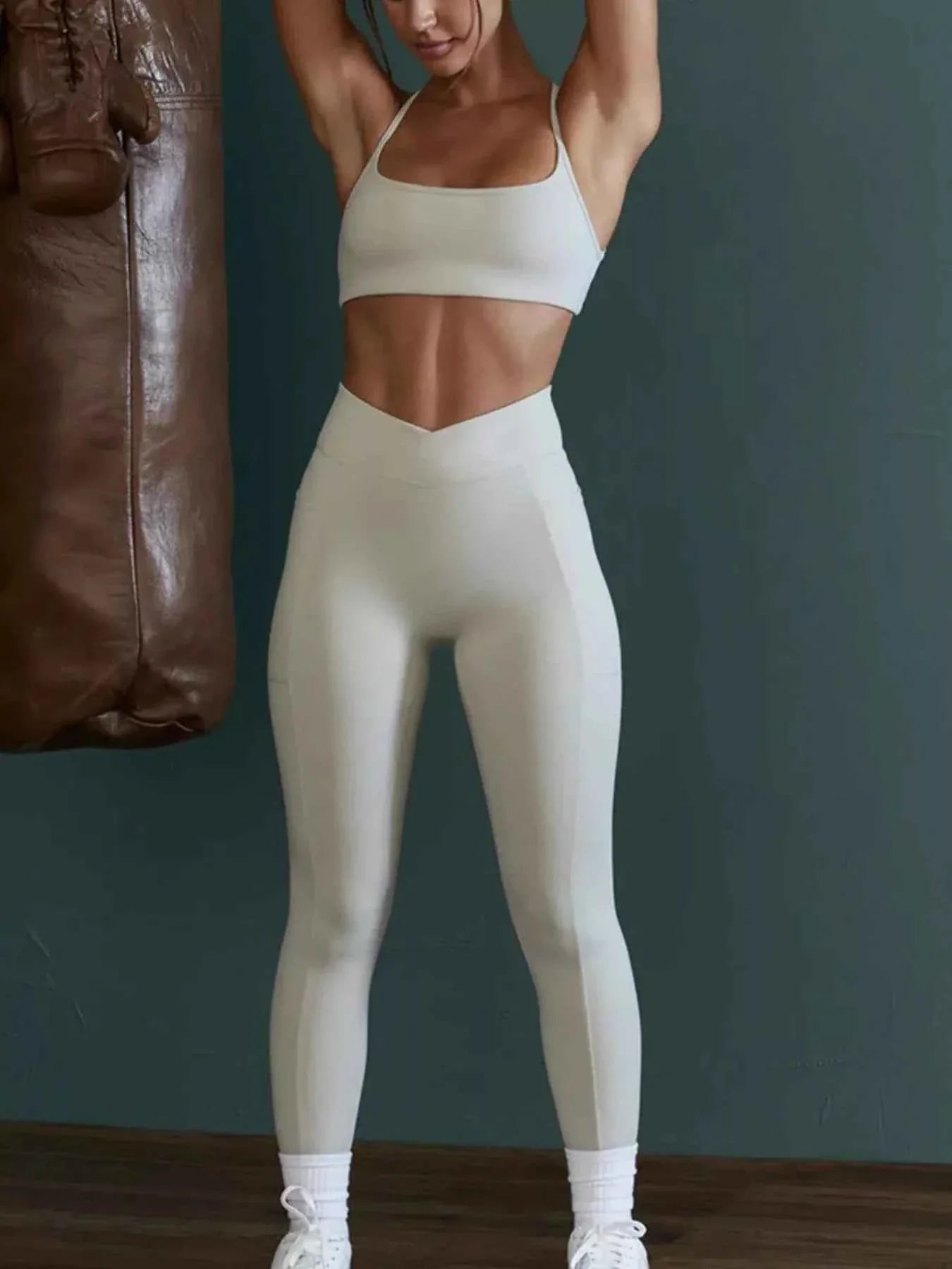 Seamless Cross-Waist Cami and Leggings Active Set