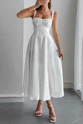 Elegant Spaghetti Strap Jacquard Maxi Formal Dress