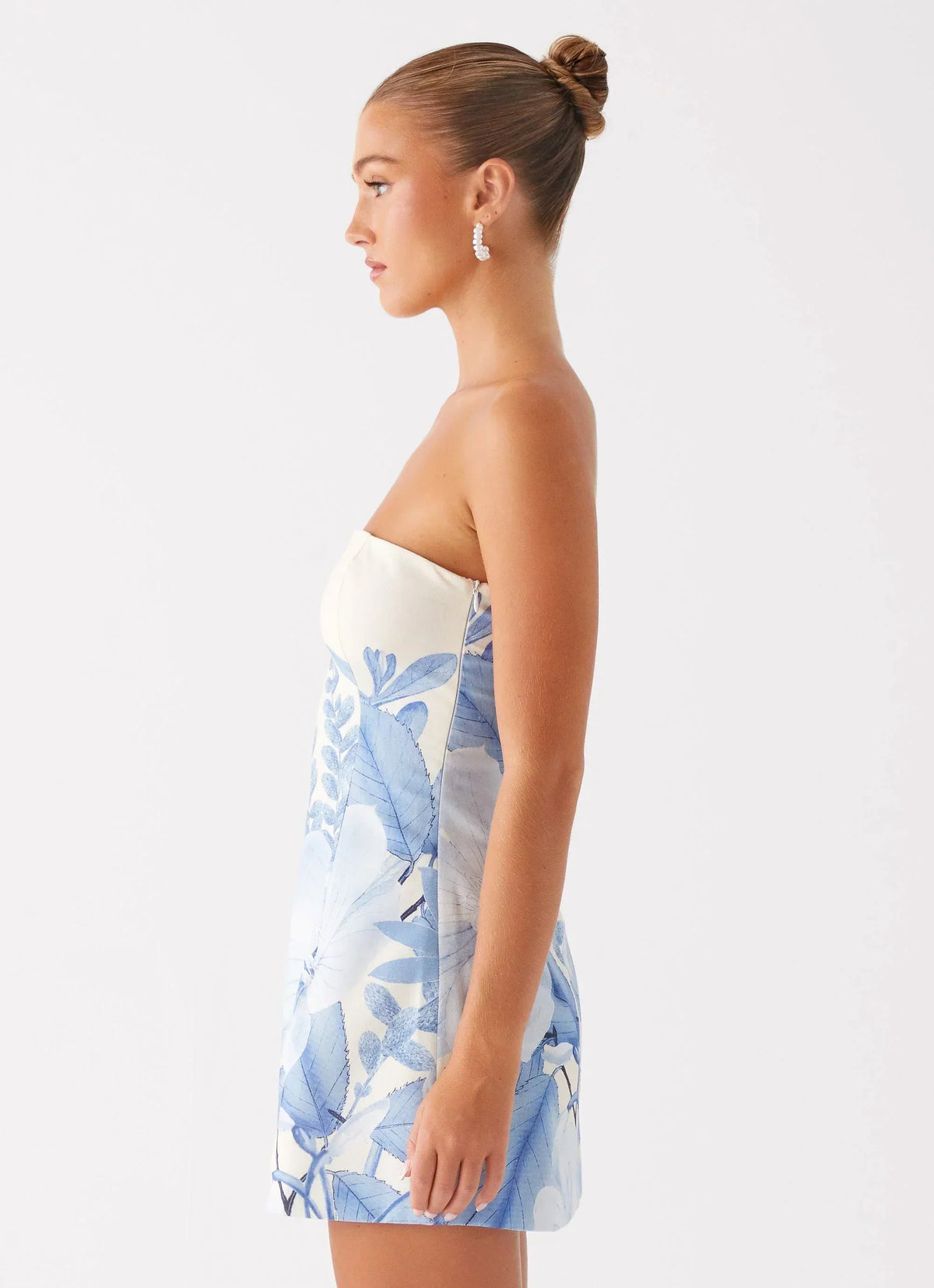 Floral Print Strapless Structured A-Line Mini Dress 3