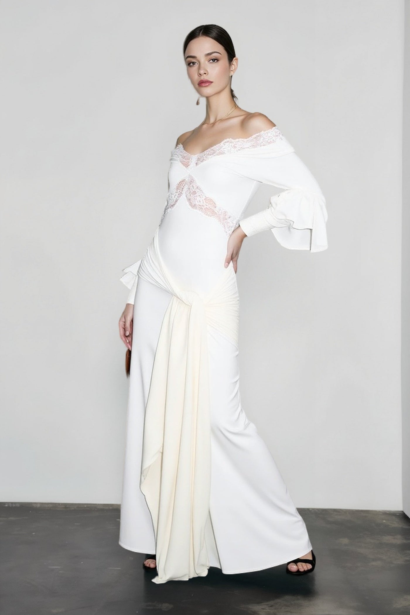 Bell Sleeve Lace Trim Birthday Dress