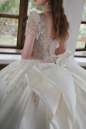 Satin Cathedral Train Wedding Dress