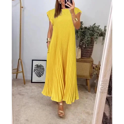 Ambra Boutique Plain Pleated Dress Designer Edit