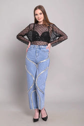 High-Waist Wide-Leg Denim Jeans