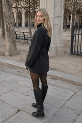 Fashion High Neck With Belt Woolen Overcoats
