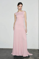 Solid Color Sleeveless Knit Slip Prom Dress
