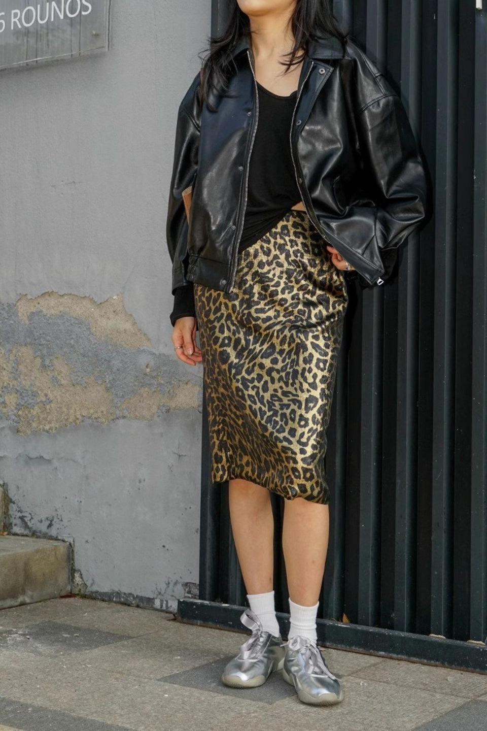 Leopard Print Satin High Waist Straight Pencil Midi Skirt 2