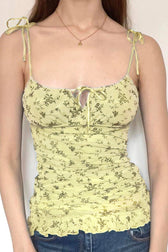 Floral Cutout Tie Cami Top