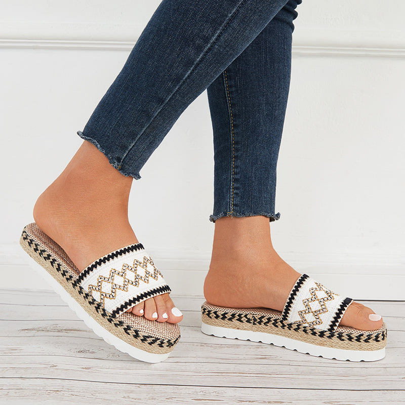 Open Toe Espadrilles Platform Slide Sandals Summer Slippers