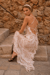 Strap Backless Ruffle Floral Dress