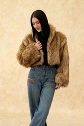 Short Faux Fur Raccoon Fur Warm Jacket Coat