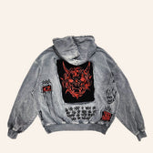 Heavy Washed Demon Print Hoodie
