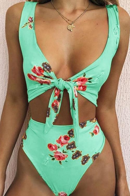 Print Knot Bikini Set