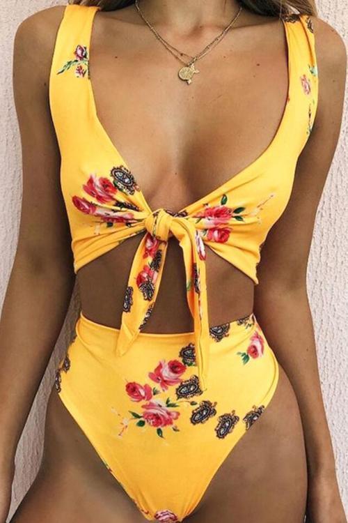 Print Knot Bikini Set
