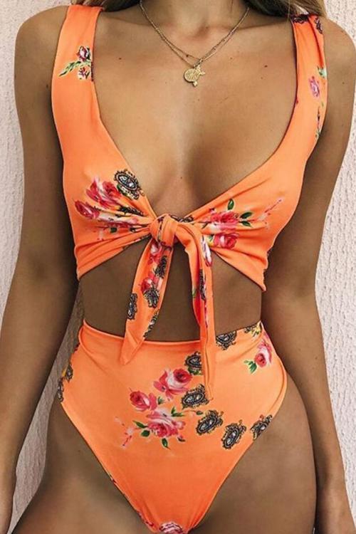 Print Knot Bikini Set