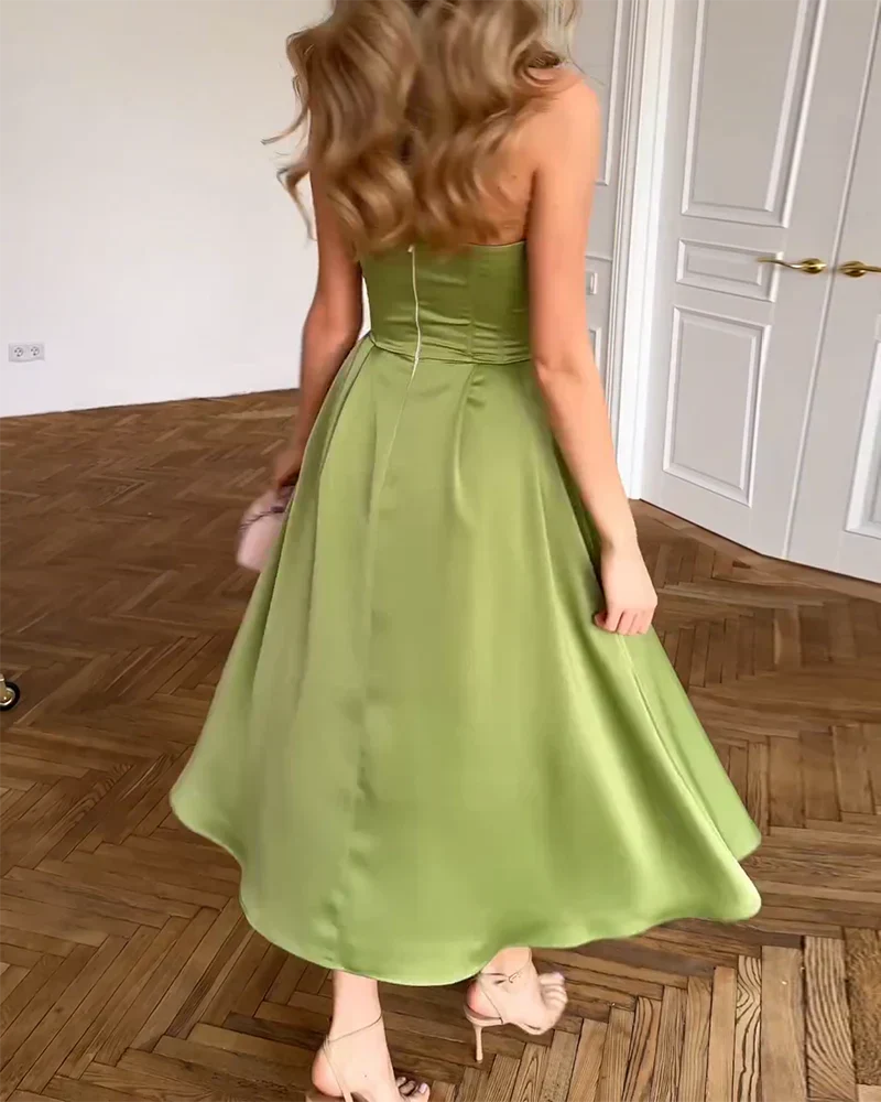 Leora | Elegant Strapless Midi Dress