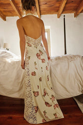Elegant Floral Spaghetti Strap Maxi Lace Dress 5