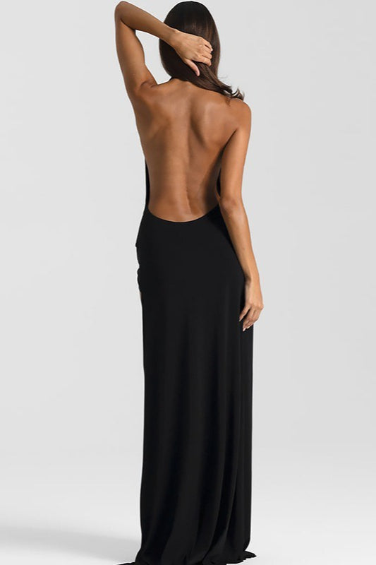 Backless Halter-Neck Maxi Dress