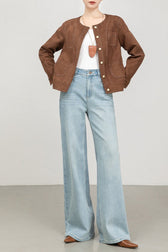 High-Waist Floral Flared Denim Jeans