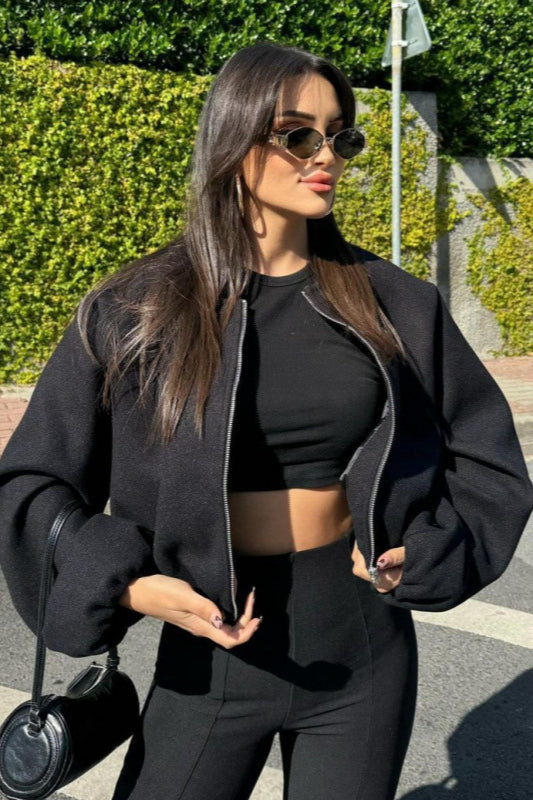 Cropped Sports Bomber Jacket