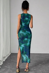 Sleeveless Mesh Printed Maxi Dress 2