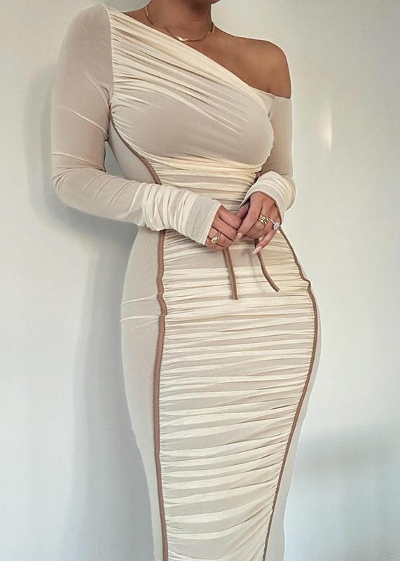 Asymmetrical Elegance Mesh Midi Dress 5