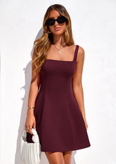 Square Neck Sleeveless Fit and Flare Mini Dress 11
