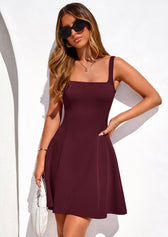 Square Neck Sleeveless Fit and Flare Mini Dress 13