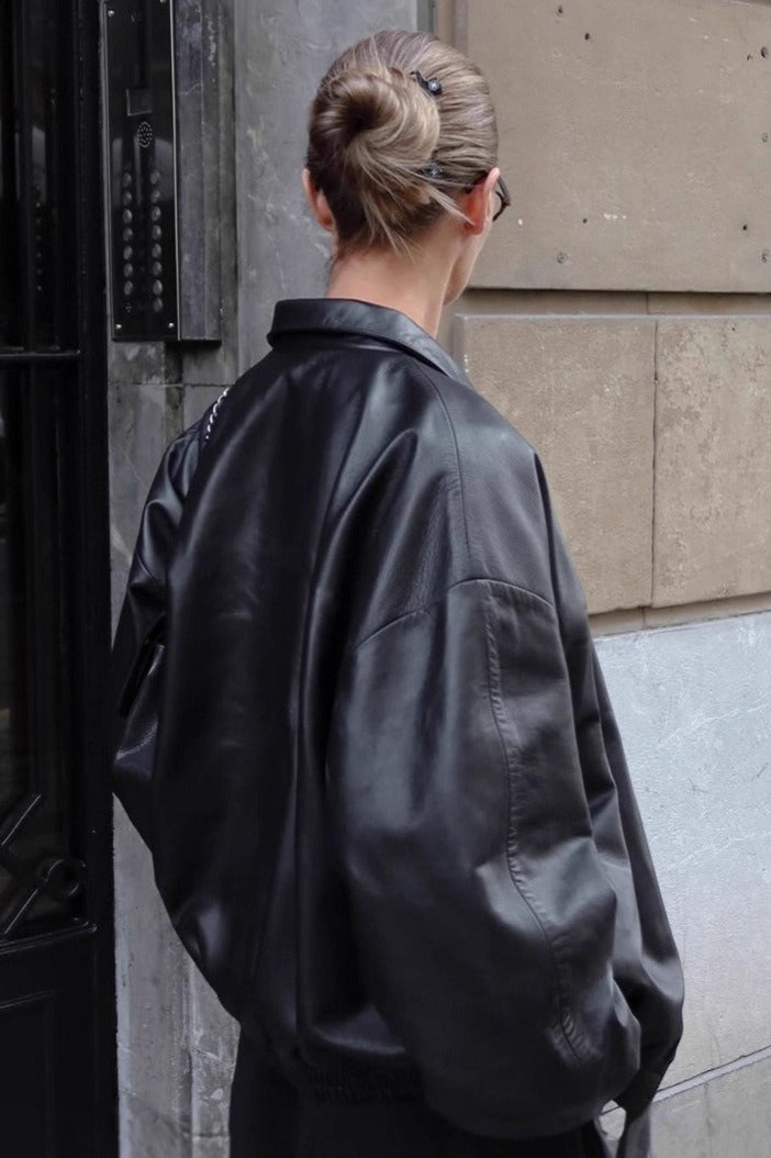 Black Retro Biker Leather Jacket